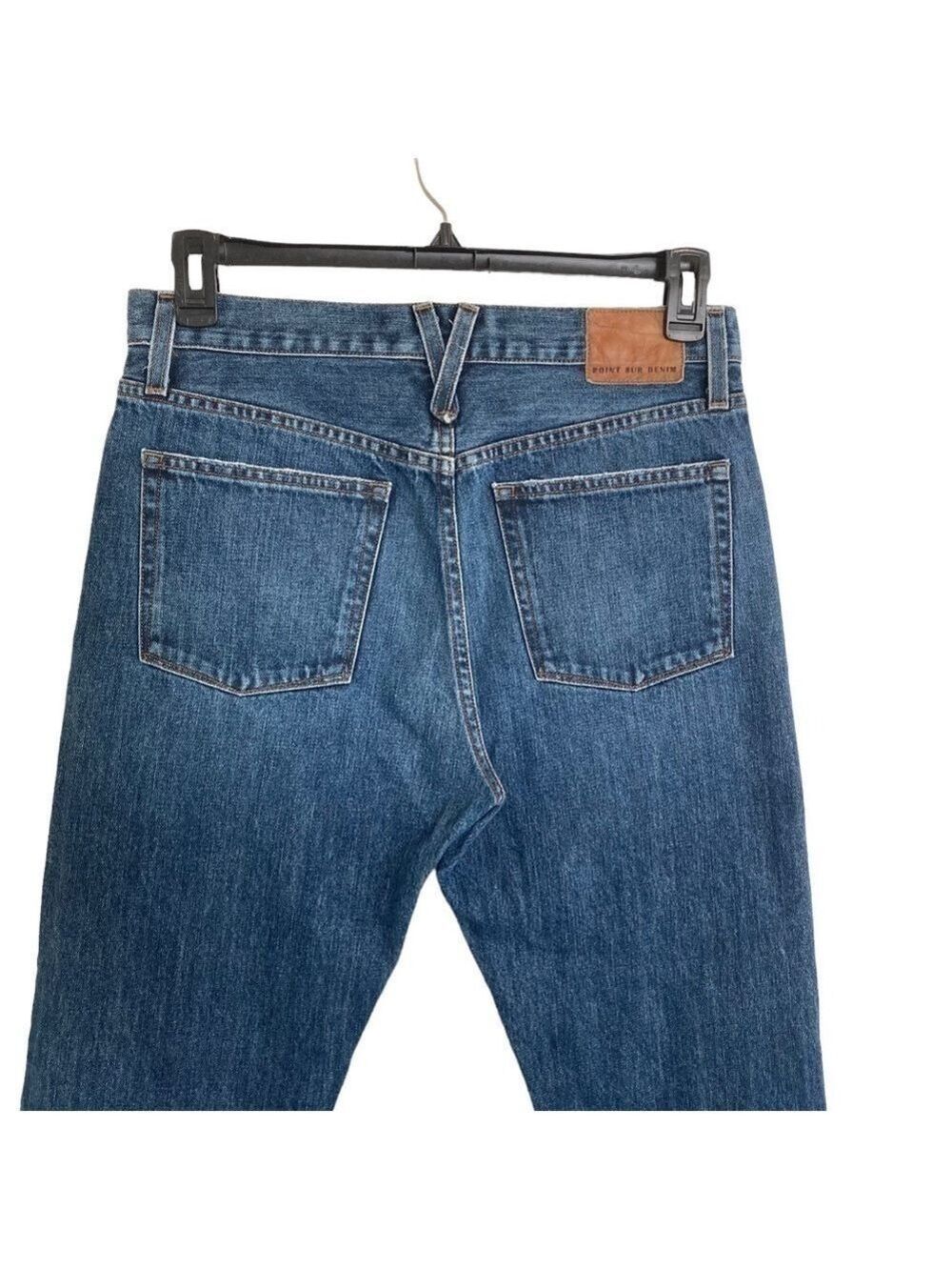 Point Sur Shoreditch Straight Leg Raw Hem Denim Jeans Patch Distressed sz 28 - Picture 7 of 15
